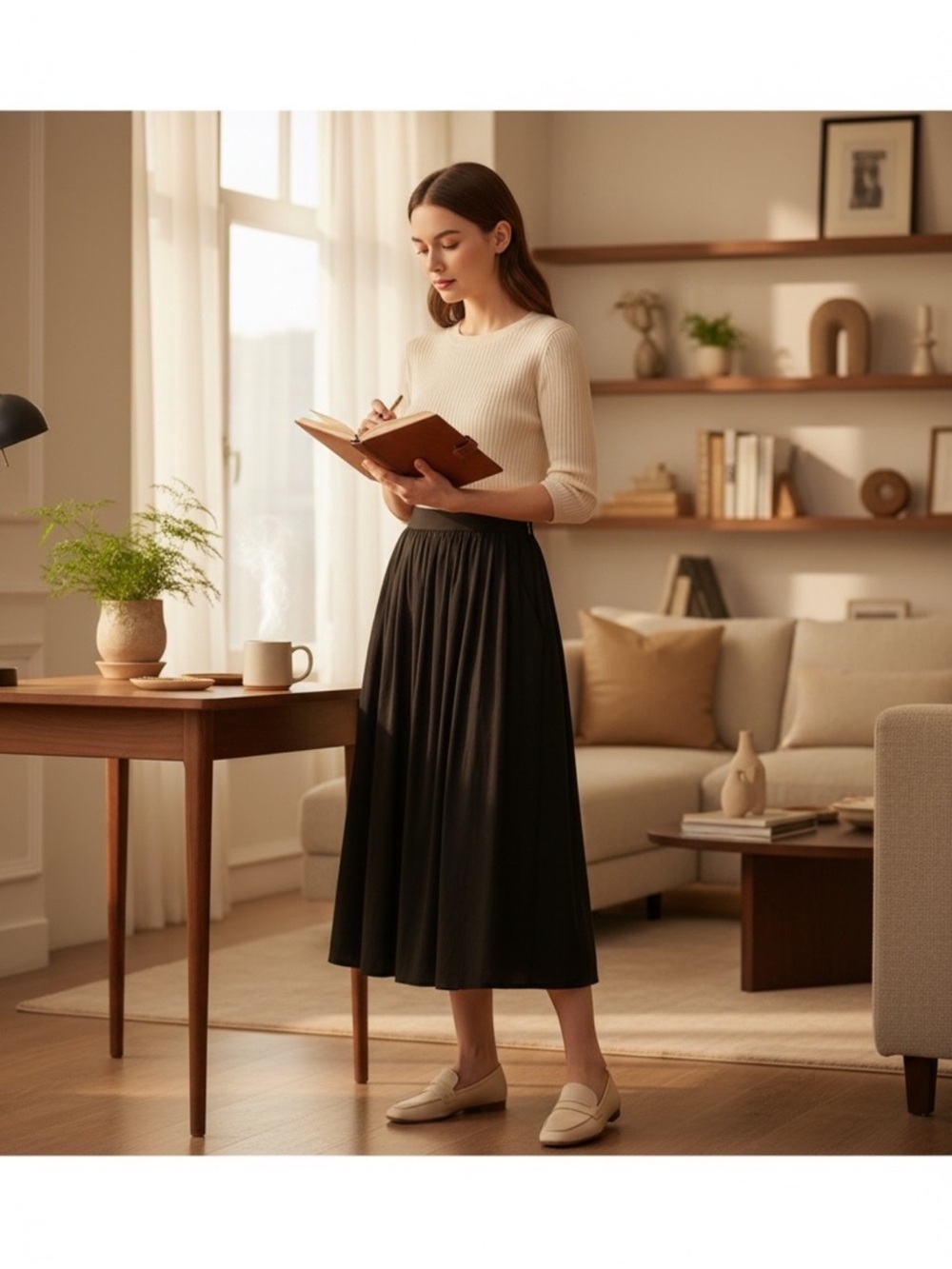 Forever 21 Black Midi Skirt - Elegant Pleated Silhouette